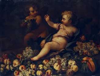 Fruit Still Life with Two Putti